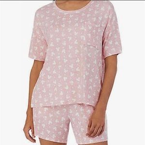 NWT Pink Disney Women's 2 Piece Short Sleeve Shirt & Short Pajama Set